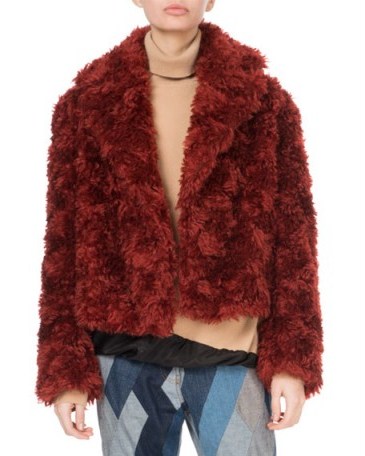 Dries Van Noten Rimbald Cropped Fuzzy Coat | rust coloured fluffy coats/jackets - flipped