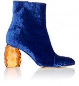 DRIES VAN NOTEN Sculpted-Heel Velvet Ankle Boots | statement footwear