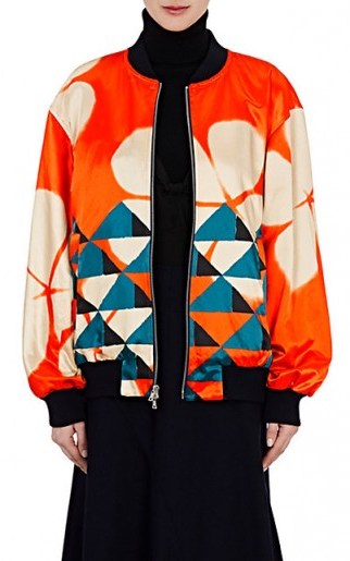 DRIES VAN NOTEN Vismes Cotton-Blend Satin Bomber Jacket | colourful printed jackets - flipped