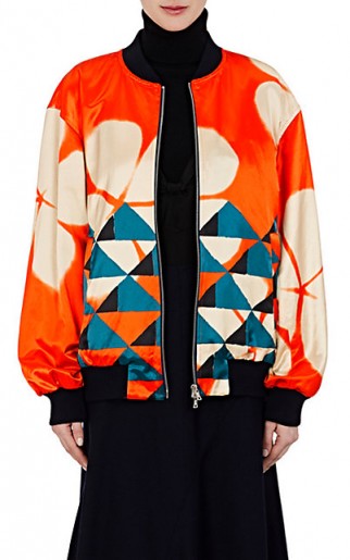 DRIES VAN NOTEN Vismes Cotton-Blend Satin Bomber Jacket | colourful printed jackets