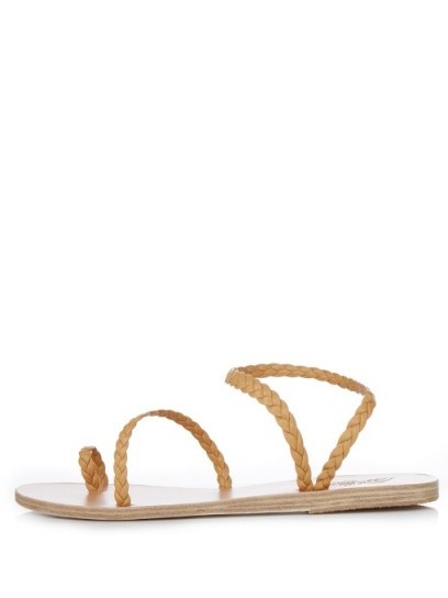 ANCIENT GREEK SANDALS Eleftheria leather sandals | tan-brown strappy flats - flipped