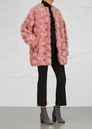 STELLA MCCARTNEY Elina pink mohair blend coat | fluffy winter coats - flipped