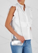PACO RABANNE Embellished python-effect shoulder bag | small silver metallic bags