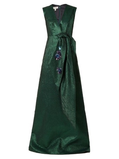 DELPOZO Embellished-bow polka-dot jacquard gown - flipped