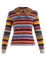 GUCCI Embellished-collar striped wool-blend sweater