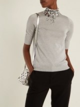 DELPOZO Embellished-neck knit top ~ silver metallic knitwear ~ luxe jumpers