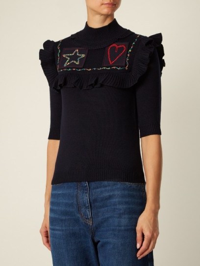 VALENTINO Embroidered-patch wool sweater - flipped