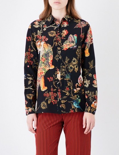 ETRO Floral and tiger-print silk-crepe shirt - flipped