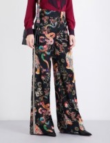 ETRO Floral and tiger-print wool-twill trousers