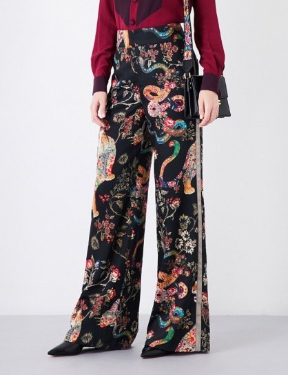 ETRO Floral and tiger-print wool-twill trousers - flipped