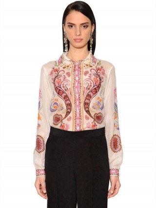 ETRO PRINTED SILK & COTTON VOILE SHIRT – mixed prints – floral shirts
