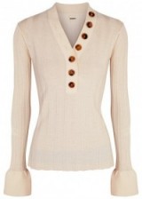 KHAITE Eva ribbed stretch wool jumper | chic ivory jumpers | luxe knitwear