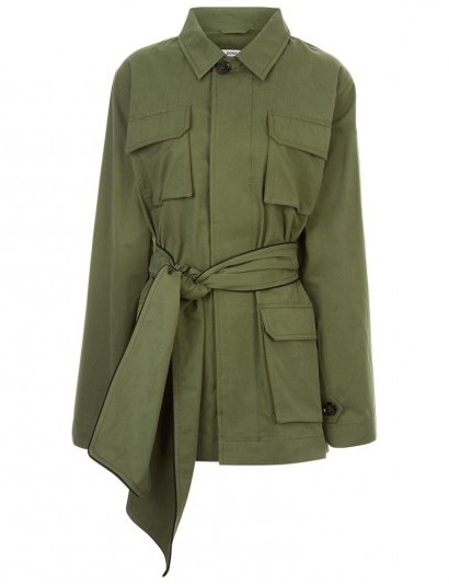 GANNI Fabre Cotton Army Jacket / casual green jackets - flipped