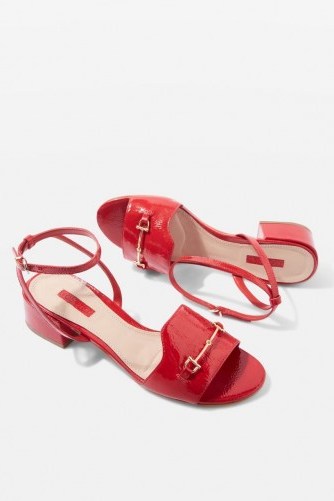 TOPSHOP FAIRY-TALE Two Part Sandals – red patent summer shoes - flipped
