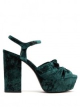 SAINT LAURENT Farrah velvet platform sandals ~ luxe green platforms