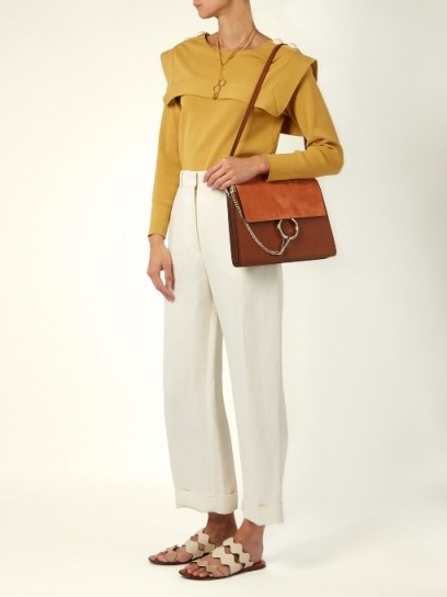 CHLOÉ Faye medium suede and leather shoulder bag - flipped