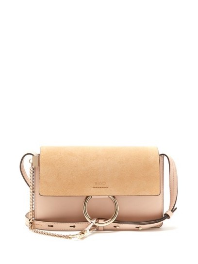 CHLOÉ Faye small suede and leather shoulder bag ~ light-pink bags - flipped