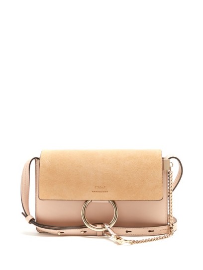 CHLOÉ Faye small suede and leather shoulder bag ~ light-pink bags