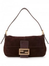 FENDI VINTAGE classic Baguette bag – brown suede shoulder bags – designer handbags