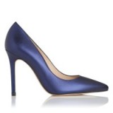 L.K. BENNETT FERN NAVY METALLIC LEATHER COURTS ~ blue high heel court shoes