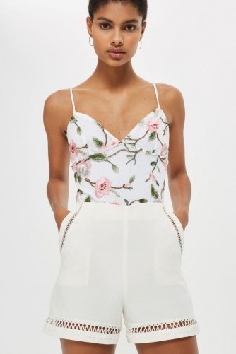 Topshop Floral Lace Embroidered Bodysuit - flipped
