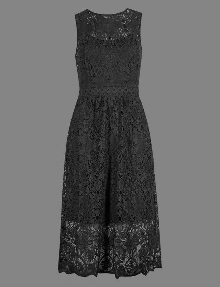 AUTOGRAPH Floral Lace Midi Dress / black sleeveless dresses / M&S / Marks and Spencer fashion - flipped