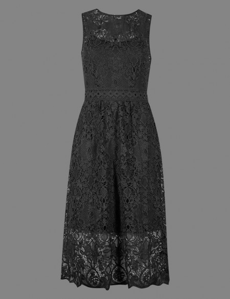 AUTOGRAPH Floral Lace Midi Dress / black sleeveless dresses / M&S / Marks and Spencer fashion