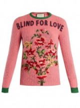 GUCCI Floral-embroidered Blind For Love ribbed-knit wool sweater
