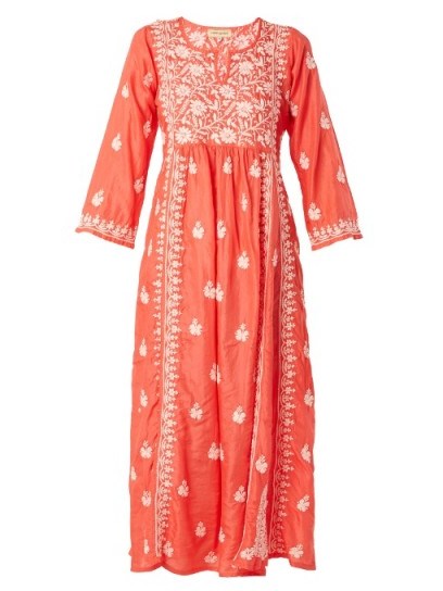 MUZUNGU SISTERS Floral-embroidered silk dress ~ summer vacation dresses - flipped