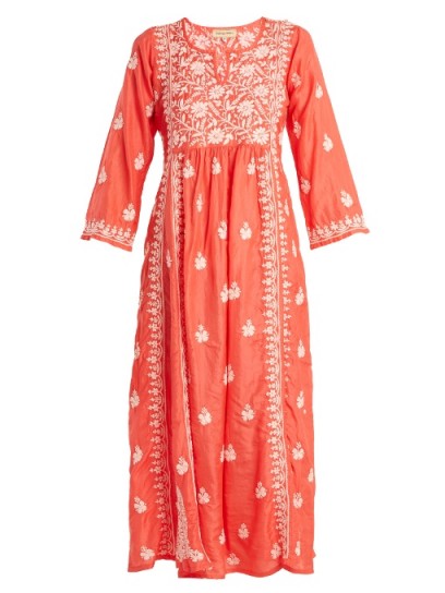 MUZUNGU SISTERS Floral-embroidered silk dress ~ summer vacation dresses