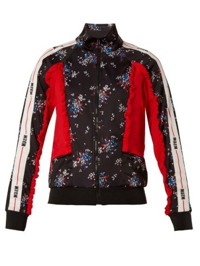 MSGM Floral-print contrast-panel track top - flipped