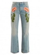GUCCI Flower-embroidered straight-leg jeans