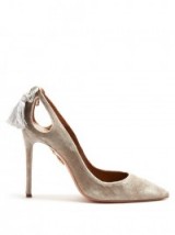 AQUAZZURA Forever Marilyn tassel velvet pumps ~ luxe courts ~ cut out court shoes