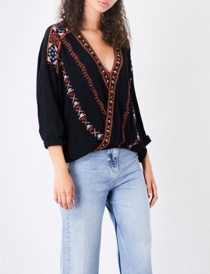 FREE PEOPLE Crescent Moon embroidered gauze top - flipped