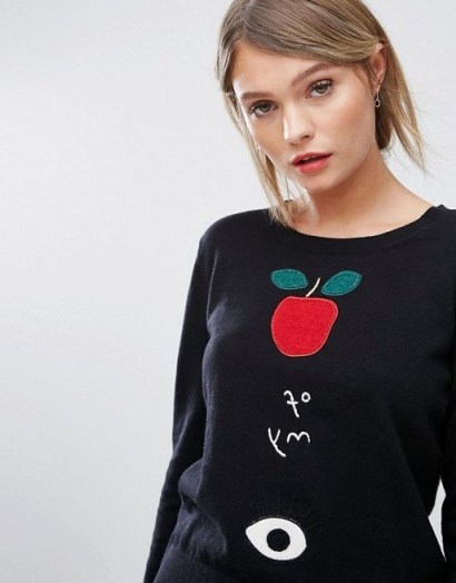 French Connection Apple Of My Eye Jumper | embroidered jumpers | knitwear - flipped