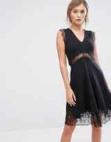 French Connection Lace And Jersey Trim Dress