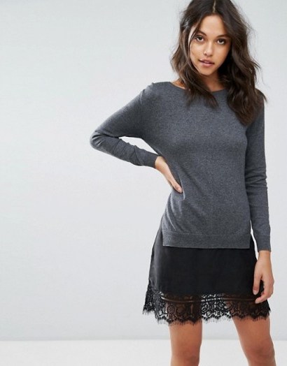 French Connection Melba Knits Sweater Dress with Lace insert - flipped