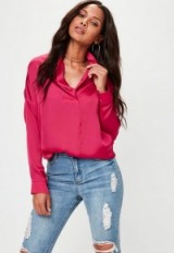 missguided fuchsia satin oversized shirt ~ bright pink shirts