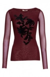 Fuzzi Embroidered Tulle Top Plum ~ sheer tops