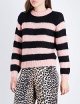GANNI Faucher wool and mohair-blend jumper | pink and black stripe jumpers | chunky knitwear