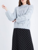 GANNI Faucher wool and mohair-blend jumper | pearl-blue jumpers | chunky knitwear