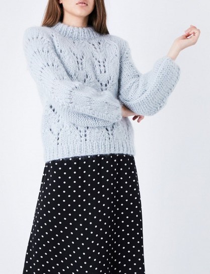 GANNI Faucher wool and mohair-blend jumper | pearl-blue jumpers | chunky knitwear - flipped