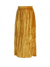 MASSCOB Gathered velvet wrap skirt ~ gold midi skirts