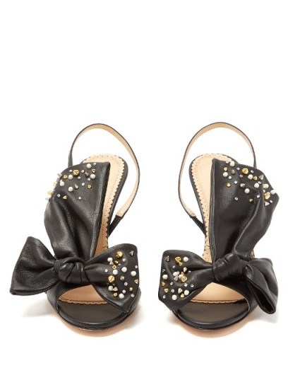 CHARLOTTE OLYMPIA Georgina bow-embellishment leather sandals - flipped