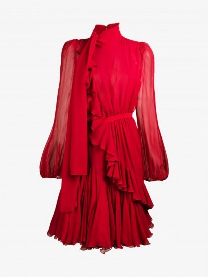 Giambattista Valli Ruffle Semi-Sheer Mini Dress – high neck ruffled dresses - flipped