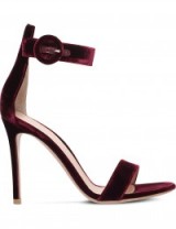 GIANVITO ROSSI Portofino 105 velvet heeled sandals – wine barely there high heels