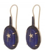 ANDREA FOHRMAN Gold Galaxy Lapis Lazuli Quartz and Sapphire Oval Earrings
