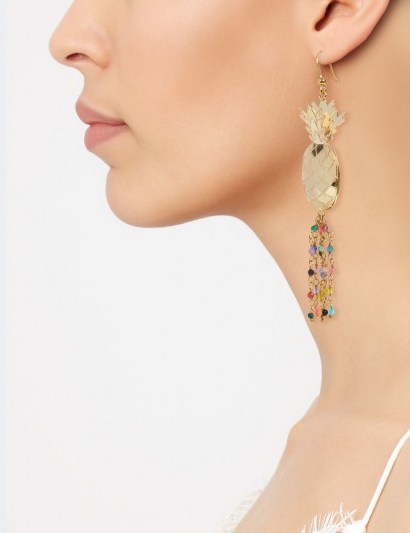ROSANTICA Gold Honolulu Pineapple Drop Earrings / jewellery - flipped