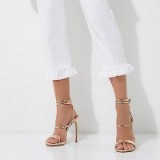 River Island Gold metallic strappy sandals ~ high heeled party shoes ~ stiletto heels