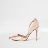 River Island Gold patent two part court shoes – glamorous courts – pointed toe high heel pumps